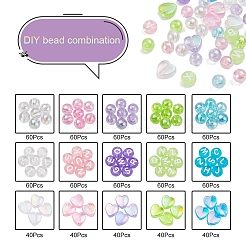 800шт 3 стиля 5 цвета прозрачные акриловые бусины&nbsp;TACR-YW0001-45