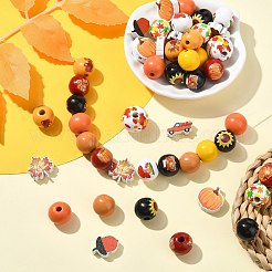 100 шт. 15 стиля круглые и цветочные деревянные европейские бусины&nbsp;WOOD-CJ0002-45
