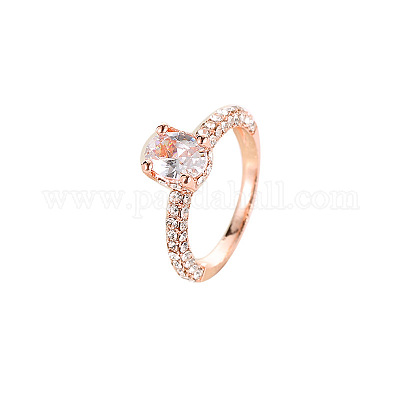 Кольца для женщин с микропаве из латуни и прозрачными кубическими цирконами&nbsp;WH-WGFD2AC-01-1