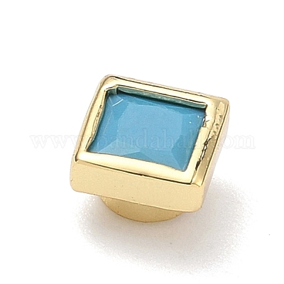 Квадратные латунные микропаве кабошоны из кубического циркония&nbsp;KK-P345-13G-E08-1