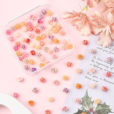 100 шт. 5-х цветные резные бусины из синтетического коралла&nbsp;CORA-SP0001-13-1