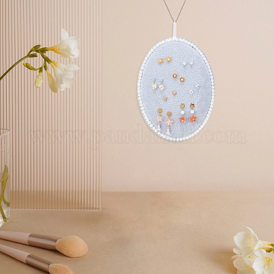 Овальные деревянные изогнутые бархатные стойки для серег с наклоном назад EDIS-WH0029-44A-01-1