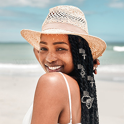 Подвески для волос в тибетском стиле из сплава и раковины каури&nbsp;OHAR-AB00014-1