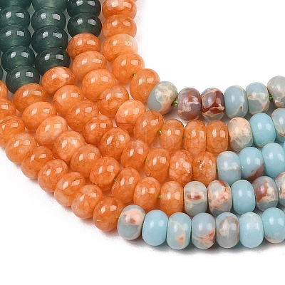 Нити из окрашенного натурального белого нефрита и синтетического камня шоушань&nbsp;G-Z135-C12-1