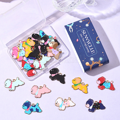 24шт 12 цвета подвески из цинкового сплава с эмалью&nbsp;ENAM-SC0007-28-1