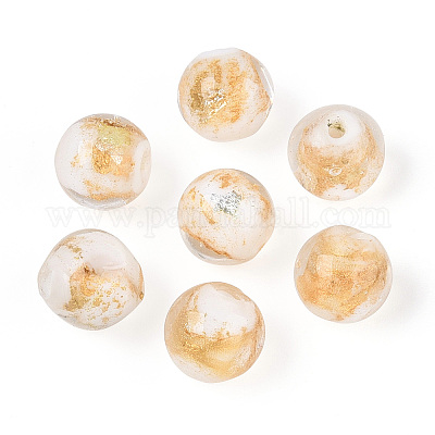 Бусины ручной работы золотой фольги стекла&nbsp;LAMP-C004-03F-1