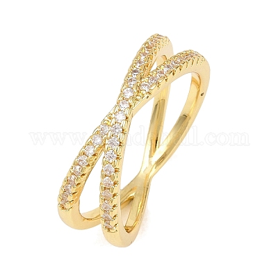 Латунные микро проложить пальцев кольца кубического циркония&nbsp;RJEW-D340-01G-01-1