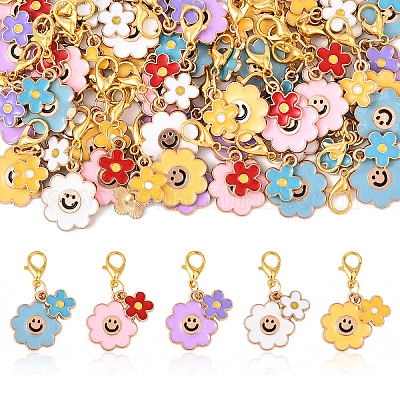 40шт 5 цвета сплава эмали кулон украшения&nbsp;HJEW-YW00159-1