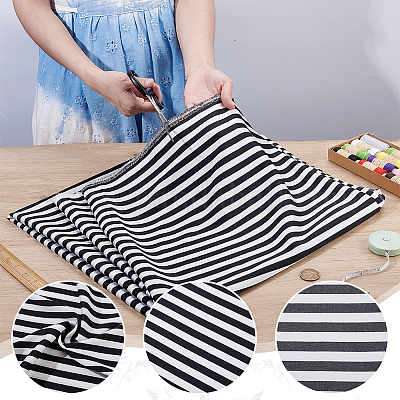 Полиэстеровая полосатая ткань&nbsp;DIY-WH0504-777-1