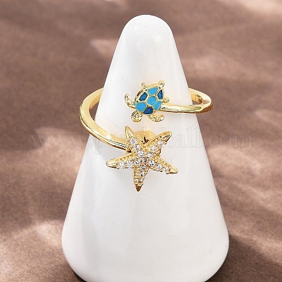 Вращающиеся латунные кольца с микропаве из кубических цирконий для женщин&nbsp;LS-RJEW-K305-02G-1