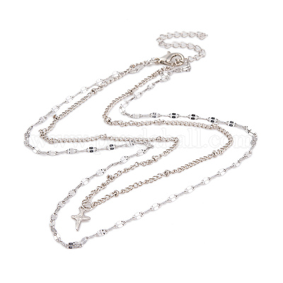 Двухслойные ожерелья из сплава для женщин NJEW-L123-01P-1