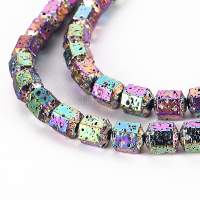 Гальванические бусины из натуральной лавы G-T114-71E-1