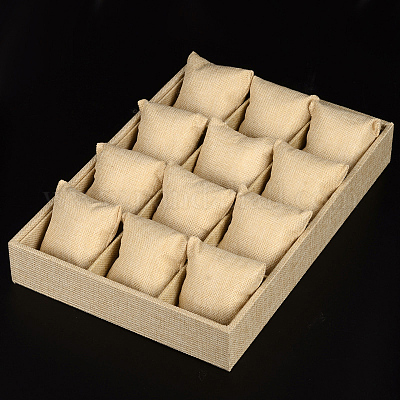 Дерево покрыто мешковины браслет ювелирных часовых дисплеев BDIS-F001-02-1