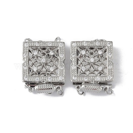 Покрытие стойки латунь микро паве прозрачный кубический цирконий застежки коробки KK-G494-05P-1