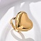 304 Stainless Steel Adjustable Rings, Heart, Real 18K Gold Plated, 24.5x25mm, Inner Diameter: 18mm