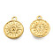 Ion Plating(IP) 201 Stainless Steel Pendants, Flat Round with Sun, Real 18K Gold Plated, 19x15.5x2mm, Hole: 3mm