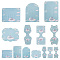 140Pcs 7 Styles Castle Theme Paper Hair Clip Display Cards, Hair Barrettes Jewelry Hair Accessories, Bear & Rectangle & Cloud & Square, Mixed Shapes, Sky Blue, 7~10x3.8~10x0.04cm, Hole: 5.6~20mm, 20pcs/style, 7styles, 140pcs