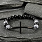 Natural Obsidian Beads Stretch Bracelets, Cross Jewelry for Men, with Lava Rock Beads
