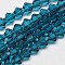 Transparent Glass Beads Strands, Faceted, Bicone, Steel Blue, 4x4mm, Hole: 0.8mm, about 80~85pcs/strand, 30~32cm