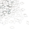 Glass Cabochons, Rhombus, Clear, 19x12x3mm, 200pcs/bag