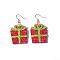 Christmas Iron Acrylic Dangle Earrings, Golden, Gift, 54x28mm