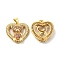 Brass Micro Pave Cubic Zirconia Pendants, Cadmium Free & Lead Free, Heart with Bear Charms, Golden, Camellia, 22x22.5x5.5mm, Hole: 5x3.5mm