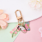 Flower Alloy Enamel Pendant Decoration, with Alloy Swivel Clasps, Butterfly, 66mm, Pendant: 20~33mm