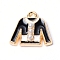 Alloy Enamel Pendants, with Imitation Pearl White Plastic Beads, Clothes, Black, Golden, 15.5x16.5x3mm, Hole: 2mm