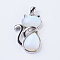 Opalite Kitten Pendants, with Brass Findings, Cat Silhouette Shape, Platinum, 45x27x8mm, Hole: 5x7mm