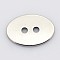 Tarnish Resistant 2-Hole Flat Oval 201 Stainless Steel Sewing Buttons for Bracelet Making, Stainless Steel Color, 12x17x1mm, Hole: 2mm