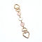 Light Gold Zinc Alloy Hanger Clasps, Heart, Pink, 17cm, Heart Link: 2.2x1.65x0.3cm, Link: 0.95x0.7x0.2cm