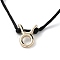 Adjustable Polyester Cord Slider Bracelets, with Golden Plated Alloy Constellation/Zodiac Sign Pendant, Taurus, 9-7/8 inch(25.2cm), Taurus: 11.5x14x5.5mm