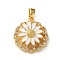 Brass Micro Pave Cubic Zirconia Pendants, Enamel Style, Flower, Golden, 19x17x6.5mm, Hole: 5x2.5mm