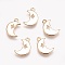 Brass Charms, Moon, Nickel Free, Real 18K Gold Plated, 12x8x1mm, Hole: 1mm