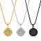 3Pcs 3 Color 304 Stainless Steel Compass Pendant Necklaces Set, Mixed Color, 23.62 inch(60cm), 1Pc/color