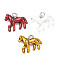 Brass Pendants, Horse Charms, with Enamel, Cadmium Free & Lead Free, Rack Plating, Long-Lasting Plated, with Jump Ring, Platinum, Mixed Color, 14x17x4.5mm, Hole: 3.3mm