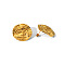 Vintage French Style Stainless Steel Stud Earrings, Textured Flat Round, Real 18K Gold Plated, 28.6mm