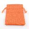 Polyester Imitation Burlap Packing Pouches Drawstring Bags, Coral, 14x10cm