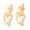 Rack Plating Brass Kitten Pendants, Cat Silhouette Shape, Golden, 30x10.5x2mm, Hole: 1mm