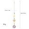 Glass Round Pendant Decorations, with Metal Link, Hanging Suncatcher Home Decorations, Butterfly & Hand, 390x45mm