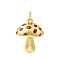Brass Pendants, Mushroom, with Enamel, Real 18K Gold Plated, with Jump Ring, Red, 19x15mm, Hole: 3.3mm