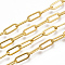Brass Paperclip Chains, Flat Oval, Drawn Elongated Cable Chains, Soldered, Long-Lasting Plated, with Spool, Cadmium Free & Nickel Free & Lead Free, Golden, 11x4.3x0.7mm, about 6.56 Feet(2m)/roll