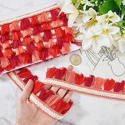 5.47 ярд полиэстеровой кружевной отделки с бахромой в этническом стиле&nbsp;SRIB-CY0001-32B