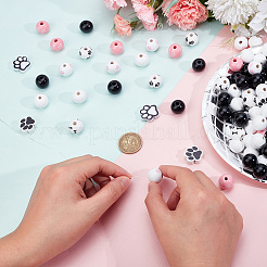 210шт деревянные европейские бусины с принтом&nbsp;OPDL-PA0001-03