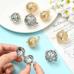 8 шт. 4 стиля подвесок из латуни с полыми круглыми клетками&nbsp;KK-YW0004-37