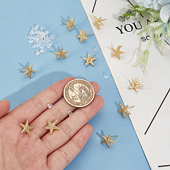 6 пара серег-гвоздиков в форме морской звезды из латуни с покрытием&nbsp;KK-BC0013-51