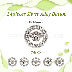 24 шт. 1-х дырочные пуговицы из сплава со стразами&nbsp;BUTT-CA0001-28B