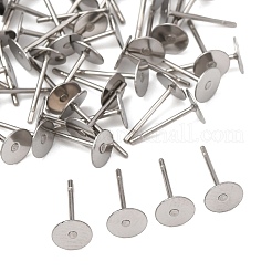 Устойчивая к потускнению хирургическая нержавеющая сталь 316 плоская круглая пустая закрепка для сережек-гвоздиков&nbsp;X-STAS-R073-06