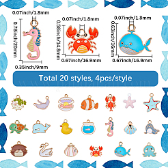 80шт 20 стиля подвески из сплава с эмалью&nbsp;ENAM-SC0007-08B