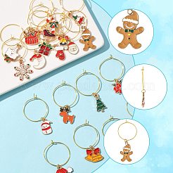 20 шт. 20 стиля подвески для бокалов для вина из сплава и эмали с рождественской тематикой&nbsp;HJEW-HS00082